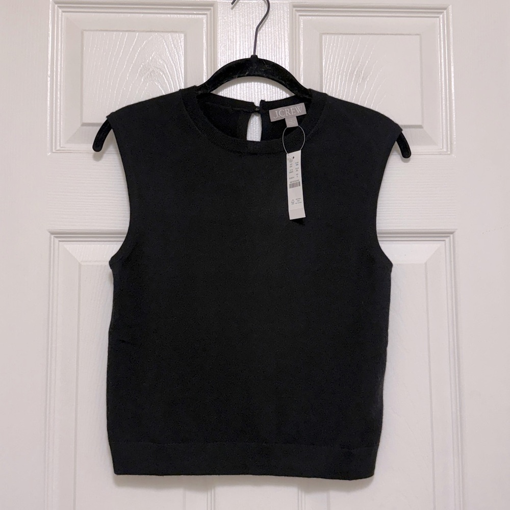 NWT J.Crew Featherweight Cashmere-Blend Cropped Sweater Shell - Picture 3 of 8